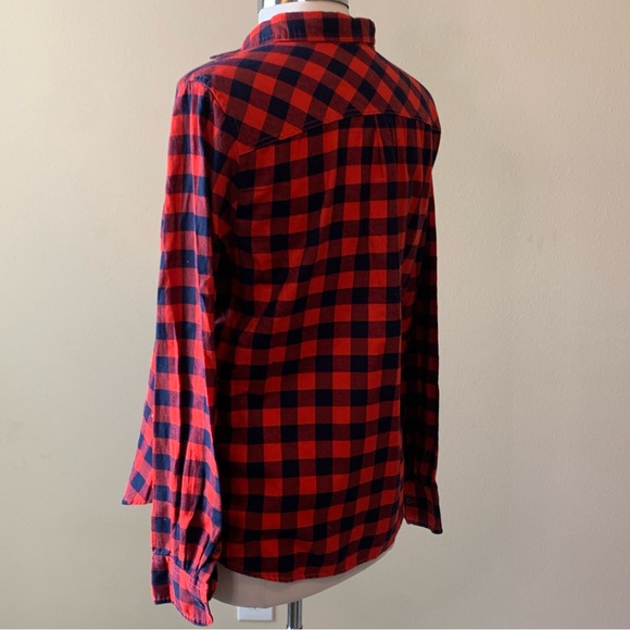 J. CREW Red Buffalo Plaid Flannel Shirt Large Long Sleeve - Picture 7 of 13